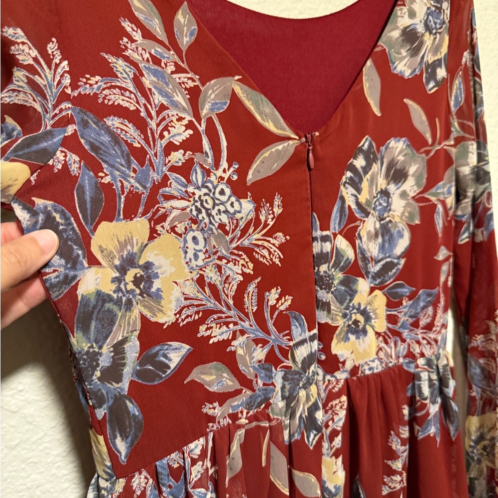 Soieblu Red Bishop Sleeve Sundress- Size M - Picture 3 of 13